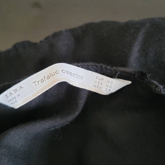 ZARA Fairy Grunge Blouse Black Floral Bell Sleeves Semi Sheer Women XS - Picture 11 of 15